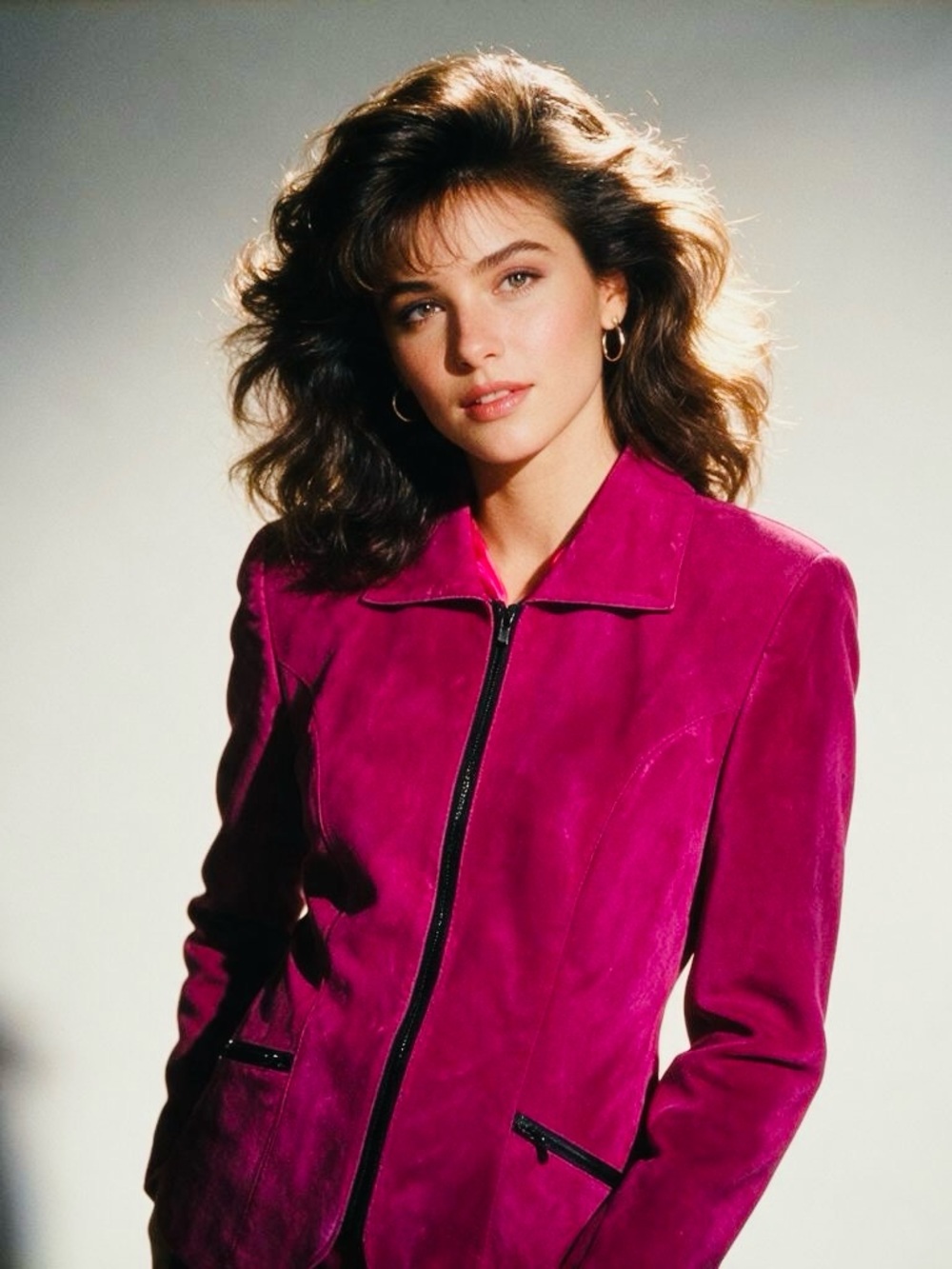 🩷 RARE FIND 🩷 Vintage Danier Magenta Zip-Front Blazer Suede Jacket Size Medium